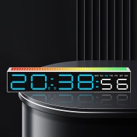 Smart LED Music Pickup Alarm Clock with Voice Control RGB Mood Lighting Modern Gaming Bedside Digital Clock